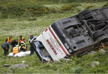 Dos morts i 12 ferits de diferent grau en un accident d'autocar prop de la frontera francoandorrana