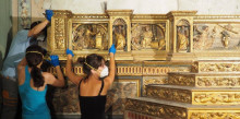 Primera restauració a fons del retaule de la Pietat