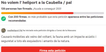 S’engega una campanya contra l’heliport nacional a la Caubella