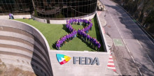 La plantilla de FEDA es vesteix de lila per celebrar el 8M