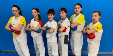Vuit karatekes van al campionat de Madrid Infantil