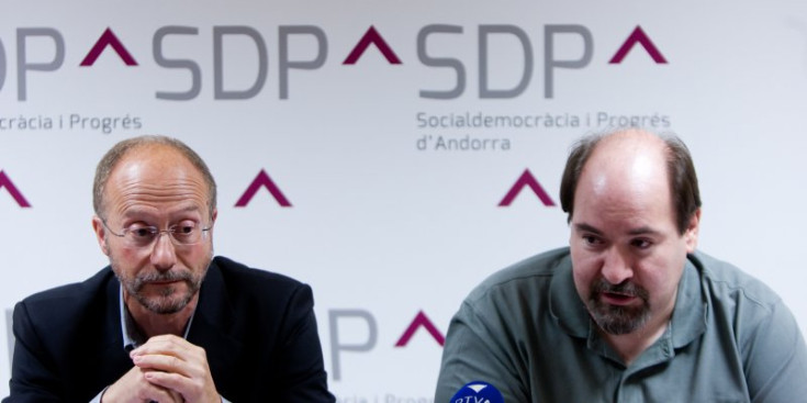 Víctor Naudi i Joan Marc Miralles en una roda de premsa d’SDP anterior.