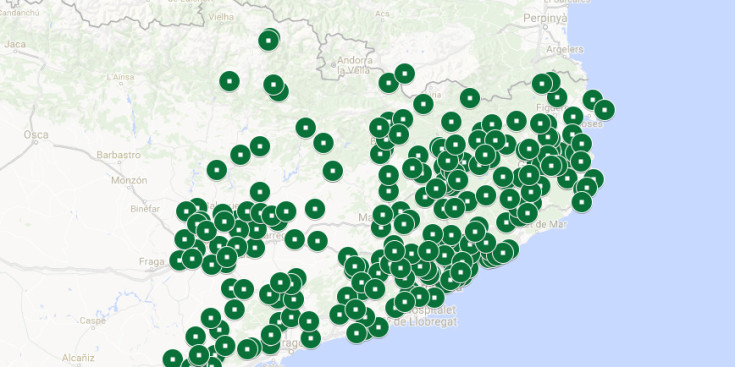 Mapa amb els 200 ajuntaments que van obrir ahir, 6 de desembre.