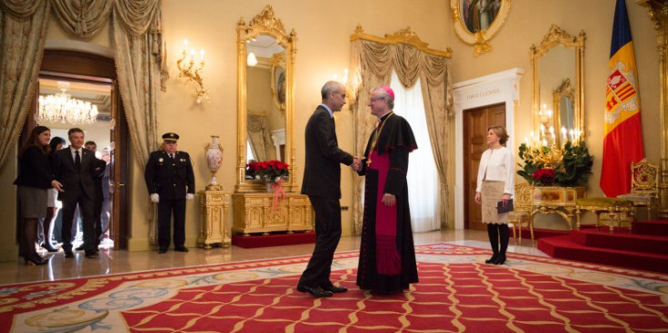 El copríncep episcopal, Joan-Enric Vives, durant una recepció a La Seu d'Urgell.