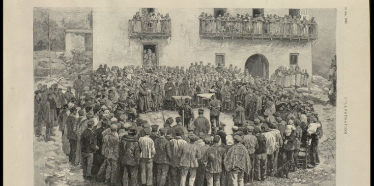 Gravat d’una sentència a treballs forçats anunciada el 1886.