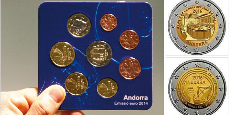 Un lot de monedes d'euro andorranes.