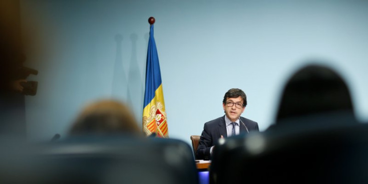 El ministre de Finances, Jordi Cinca, durant la roda de premsa posterior al Consell de Ministres, ahir.