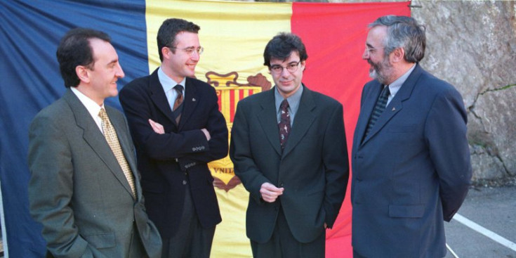 Jaume Bartumeu, Vicenç Mateu, Ladilsau Baró i Marc Forné, aspirants a cap de Govern de 1997