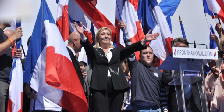 Marine Le Pen durant la celebració d'un míting electoral