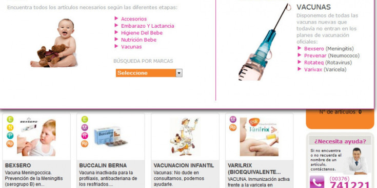 Pàgina d’una farmàcia andorrana en què es venen en línia medicaments, entre ells les vacunes per a nadons.