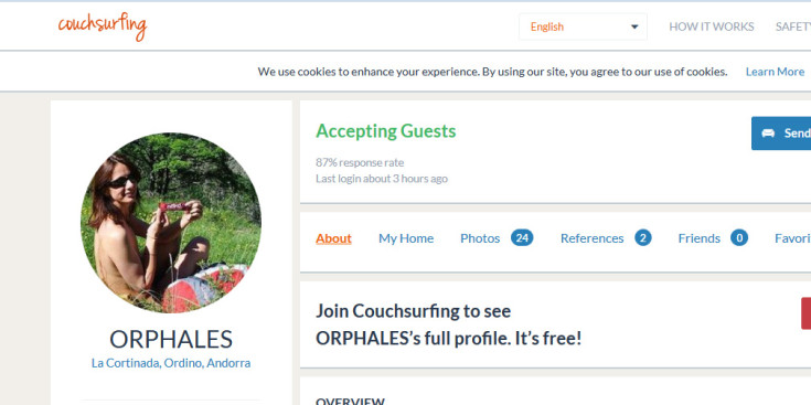 Una usuària del web ‘couchsurfing’ dedicat a Andorra.