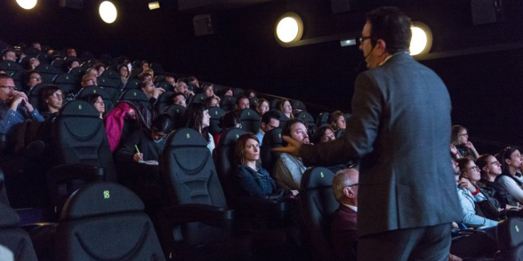 Betim Budzaku presenta la campanya d’Andorra Turisme, ahir als cinemes illa Carlemany.