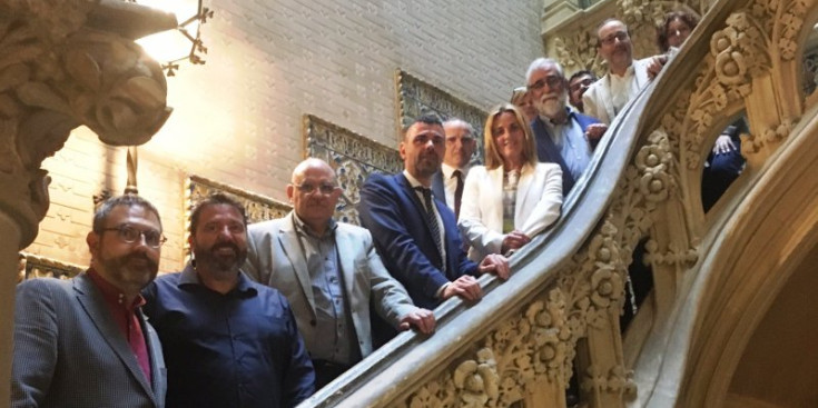 Els membres de la Patronal de la Fundació Ramon Llull es reuneix al Palau Baró de Quadras, ahir.