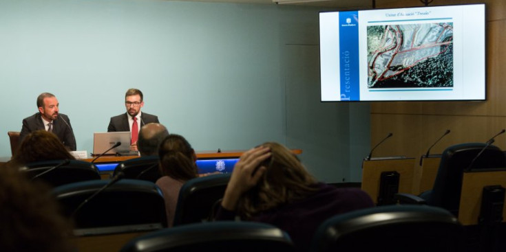 Torres, durant la presentació del projecte de l’Heliport davant els mitjans de comunicació, el febrer passat.