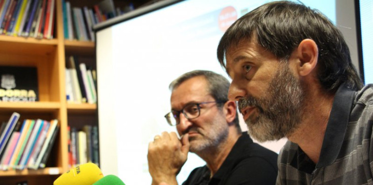 Jordi Guillamet i Carles Gascón, durant la presentació del congrés, a Sant Julià.