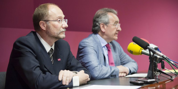 El conseller general, Víctor Naudi, i el president d’SDP, Jaume Bartumeu.