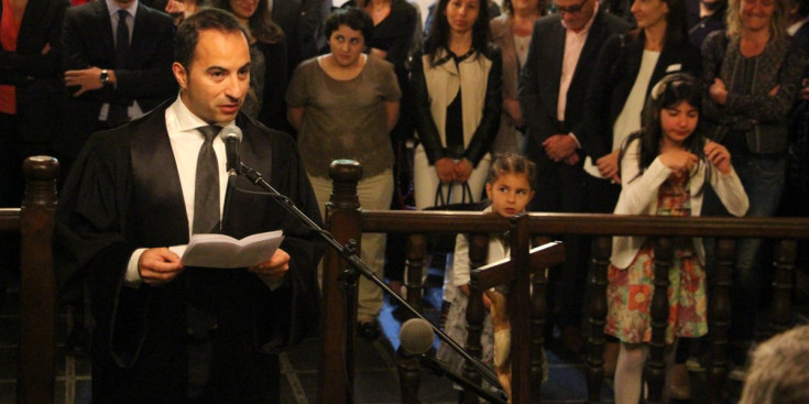 El nou president de la Batllia, Jaume Tor, fent ahir el seu discurs a la Casa de la Vall.