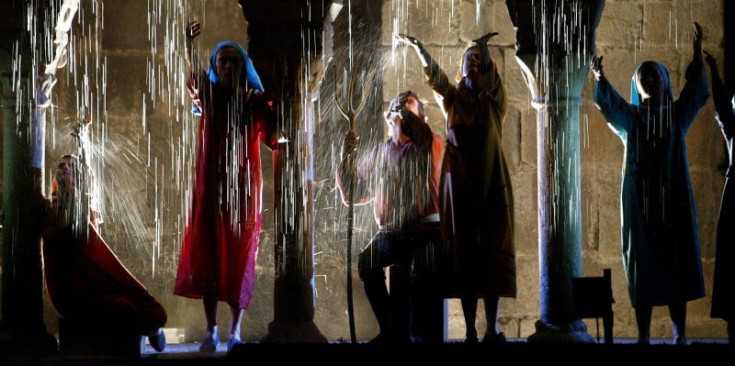 Una de les escenes més aplaudides del ‘Retaule de Sant Ermengol’: el miracle de la pluja.