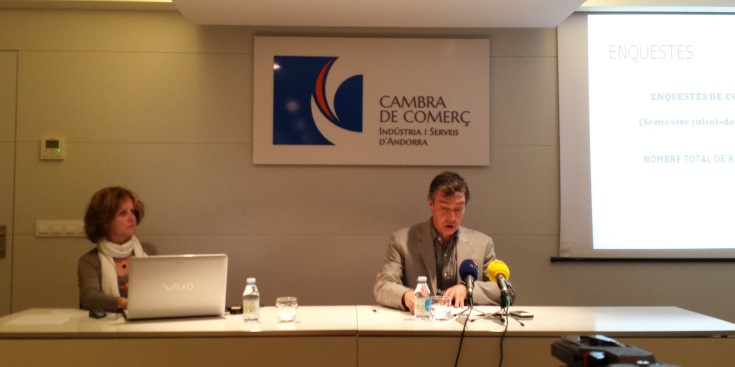 El president de la Cambra de Comerç d’Andorra, Marc Pantebre, durant la presentació d’ahir.
