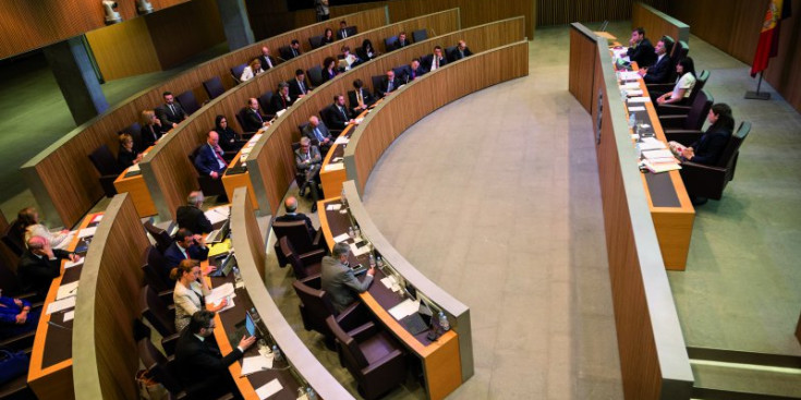 El Govern i els grups parlamentaris en una sessió al Consell General.