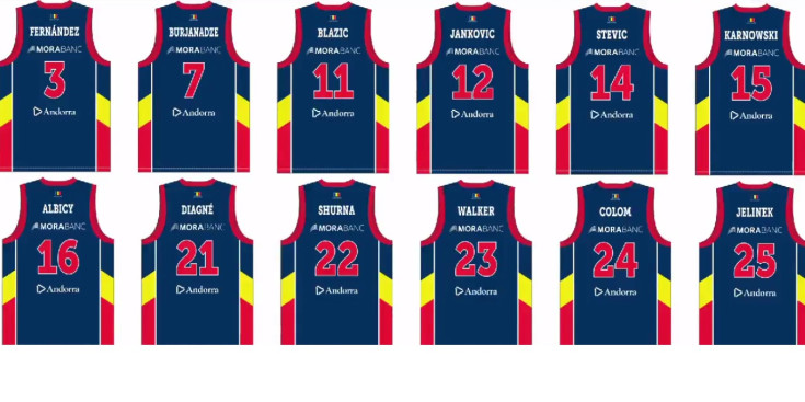 El llistat dels dorsals que duran els dotze jugadors del BC MoraBanc Andorra la temporada 2017-2018.