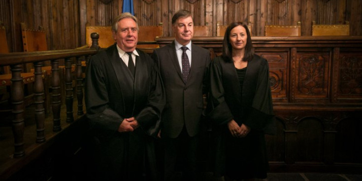 D’esquerra a dreta, Anglada, Casadevall i Garcia en l’acte de jurament dels càrrecs, ahir.