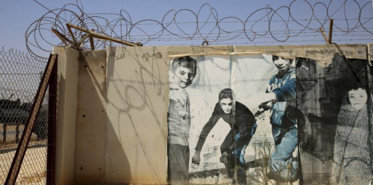 Mural en una zona d’oficines al camp de refugiats de Zaatari, a Jordània.