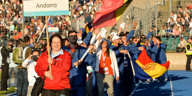 La delegació andorrana, als Jocs dels PEtits Estats d'Europa.