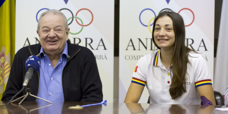 Jaume Martí i Mònica Doria, ahir en roda de premsa per parlar dels resultats de la palista.