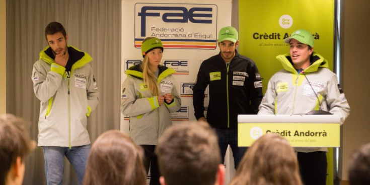 Oliveras parla dels objectius en la presentació de la temporada de la FAE, a la seu de Crèdit Andorrà, ahir.