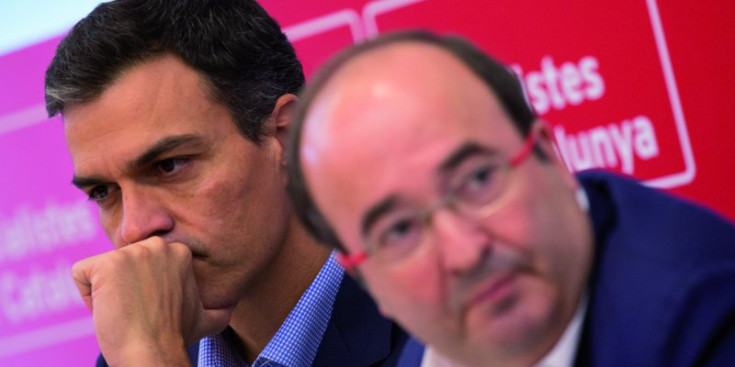 El secretari general del PSOE, Pedro Sánchez, i el primer secretari del PSC, Miquel Iceta.