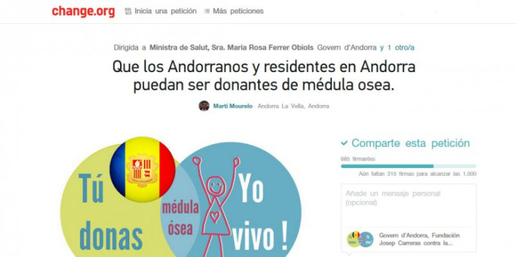 Petició de firmes a Change.org perquè Andorra sigui donant.