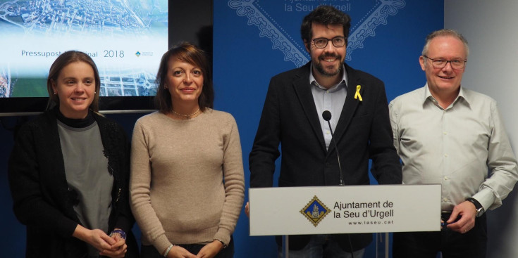 Regidors durant la presentació dels pressupostos del 2018, ahir.