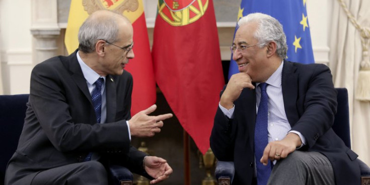 Toni Martí i António Costa durant la reunió celebrada a Lisboa, ahir.