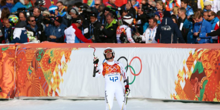 Oliveras, a l’arribada després de disputar el supergegant d’alpí als Jocs Olímpics d’Hivern de Sotxi 2014.