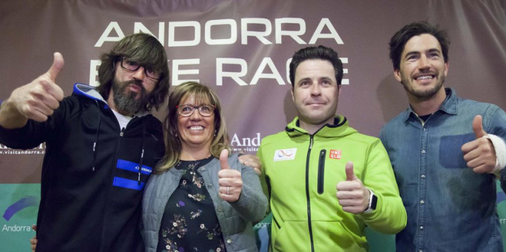 Santi Millán, Mònica Codina, Dani Buyo i Joan Barreda, en la presentació de l’Andorra Bike Race.