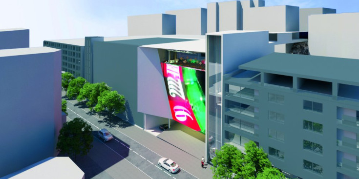 Imatge virtual de com seria la façana de l'edifici que vol construir Jocs SA a Prat de la Creu.