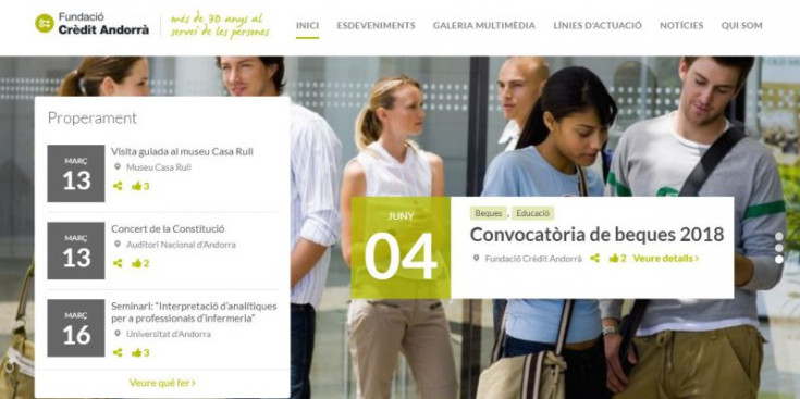 El nou portal web de la Fundació Crèdit Andorrà.