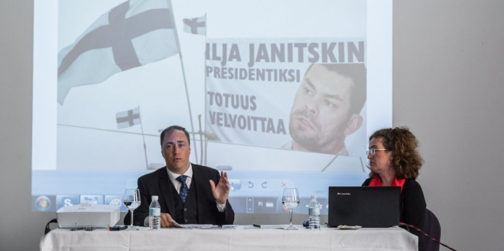 Roda de premsa en suport al periodista finlandès Ilja Janitskin, el passat setembre.