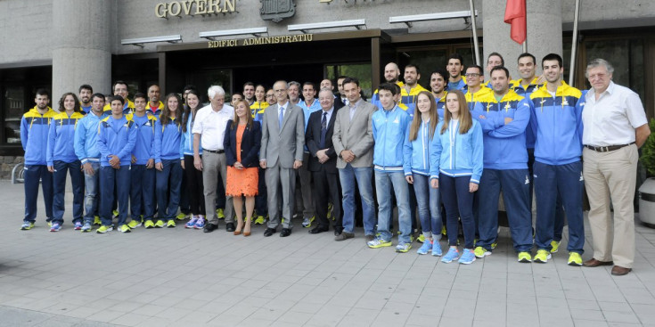 La delegació andorrana per als Jocs dels Petits Estats d’Europa 2015, dijous passat en la recepció per part del Govern d’Andorra.