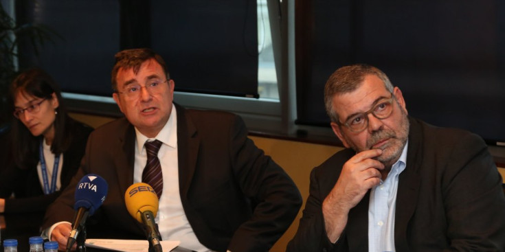 Josep Delgado i Jean Michel Rascagneres en la roda de premsa d’ahir.