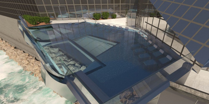 Simulació de com serà la piscina exterior de Caldea.