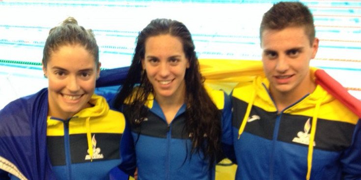 Tudó, Ramírez i Arias, ahir a la piscina.