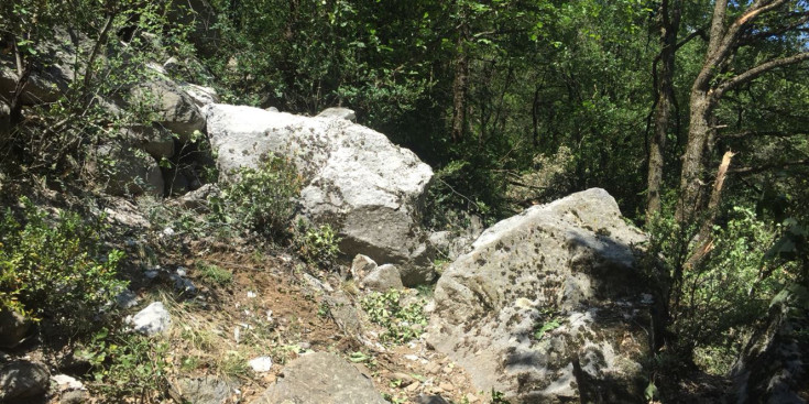Una de les roques que va caure durant l’esllavissada.