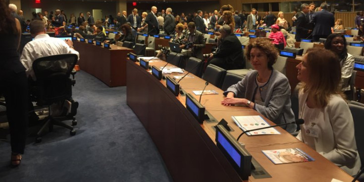 Les ministres Ubach i Calvó a la seu de l'ONU de Nova York.