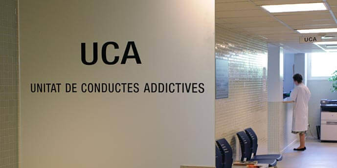 L’entrada a la Unitat de Conductes Addictives (UCA), a l’Hospital Nostra Senyora de Meritxell.