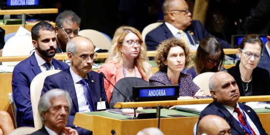 El cap de Govern, Toni Martí, i la ministra d'Afers Exteriors, Maria Ubach, a l'ONU.