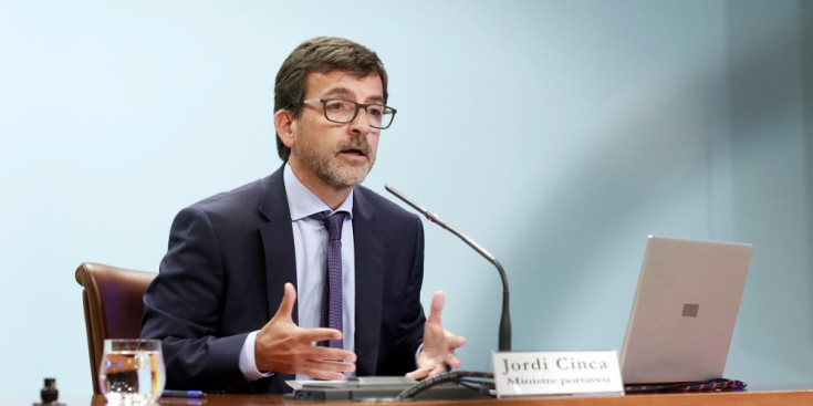 El ministre Jordi Cinca en la roda de premsa d’ahir a la tarda.