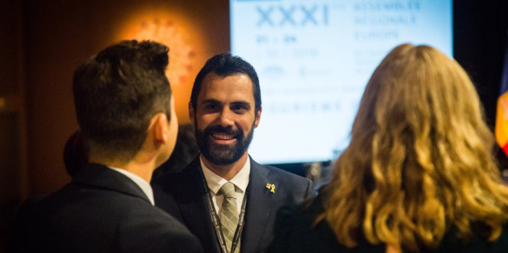 El president del Parlament de Catalunya, Roger Torrent, ahir durant la jornada de treball de l’APF.