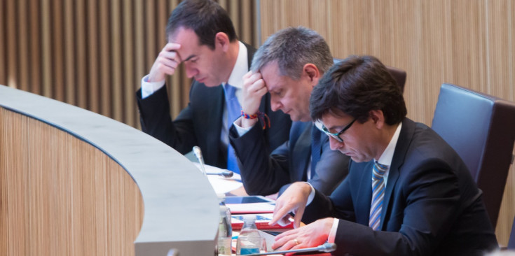 Jordi Alcobé, Gilbert Saboya i Jordi Cinca, ahir durant la sessió del Consell General.